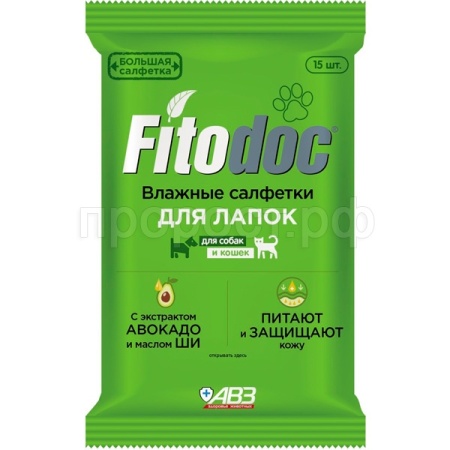 Салфетки FITODOC для лап кошек и собак/24шт/AB1710