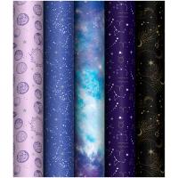 Упаковочная бумага 70*100см "В глубинах космоса" 80г/м2 глянц. ассорти 5 диз. MESHU /MS_53489/Рельеф