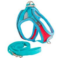 Шлейка-жилетка мягкая+поводок XXS обхват груди 25-31см голубая/10200109-06/Каскад