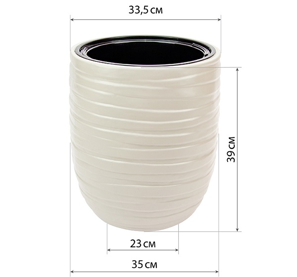 Кашпо ЛАЙН D350*Н390 9/32л кремовый М3411