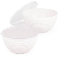 Набор Чаш Оазис (2шт) с крышкой белый (2,5л 4л) М8716 Набор Чаш Оазис (2шт) с крышкой белый (2,5л 4л) М8716