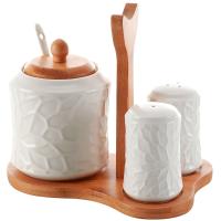 Набор д/специй "KRISPY" с сахарницей на бамбуковой подставке AK1-0020 /24шт/ Alpenkok 