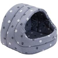 Лежанка-Домик ЛУКОШКО мягкий хлопок поролон серый 48*42*38см/9752сер