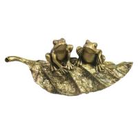 Фигура Лягушки на листочке (золото) L25,5W11H10 718173/D204