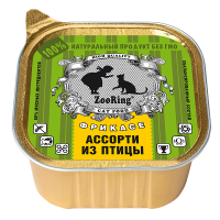 Корм для кошек ZooRing паштет Ассорти из птицы ж/б 100г Корм для кошек ZooRing паштет Ассорти из птицы ж/б 100г