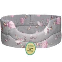 Лежанка овальная стеганая поролоновая хлопок ЗОО МИКС 52*46*20см/DONBARON