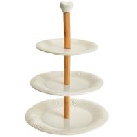 Этажерка "SCANDI" 3-х ярусная фарфоровая с бамбуковым стержнем AK1-0045 /12шт/ Alpenkok 