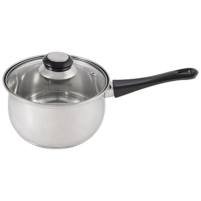 Ковш 1,9л BAK стекл.крышка D16см нерж.сталь, капс.дно, ручки бакелит/8шт/009356