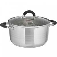 Кастрюля 4л нерж. со стеклянной крышкой BE-197/2 /6шт/ Webber