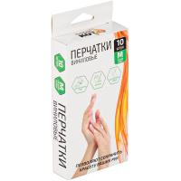 Перчатки хозяйственные виниловые неопудренные М (10шт бокс) 008341/50шт/Рыжий Кот