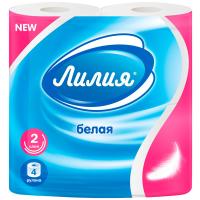 Туалетная бумага 2 слоя Лилия 4 рулона белый Туалетная бумага 2 слоя Лилия 4 рулона белый