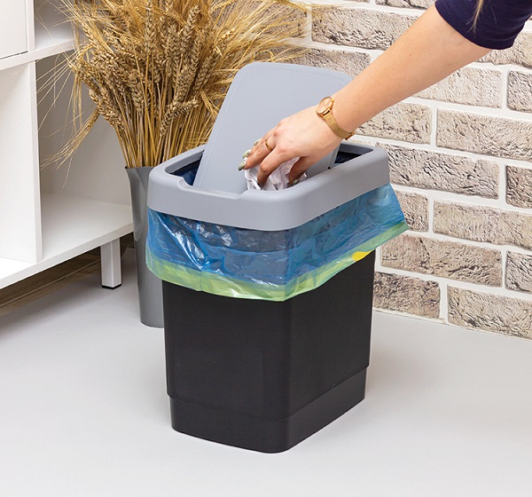 Контейнер д/мусора 18л ТВИН серый М2479 /8шт/М-пласт