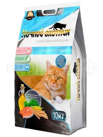 Корм для кошек Ночной охотник 10кг  морской коктейль Корм для кошек Ночной охотник 10кг  морской коктейль