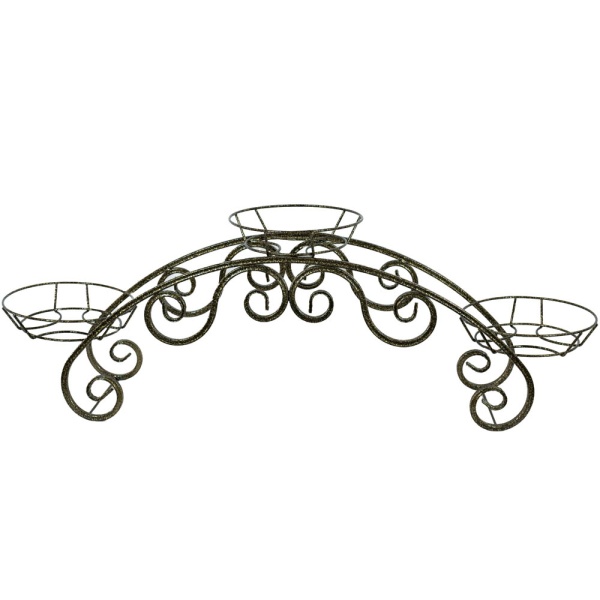 Подставка РЗДИ Дуга ажурная 3 горшка бронза