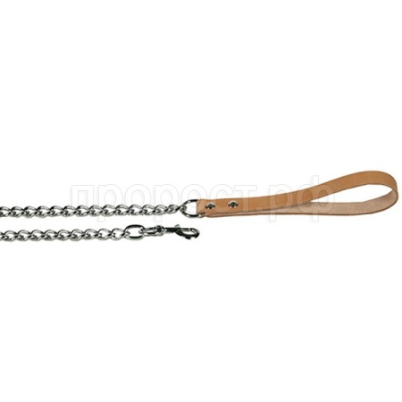 Поводок цепь с кожаной ручкой 3,5мм*120см/13412350/Каскад Поводок цепь с кожаной ручкой 3,5мм*120см/13412350/Каскад