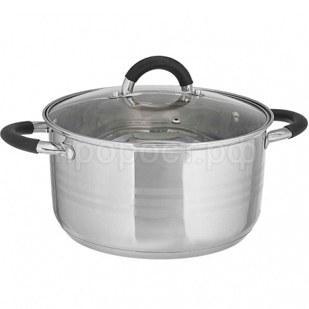Кастрюля 4л нерж. со стеклянной крышкой BE-197/2 /6шт/ Webber