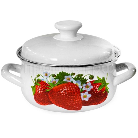 Кастрюля 1,5л эмаль сфер белая клубника 61904-082/6 /6шт/Керчь 