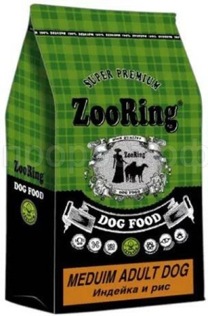 Корм для собак ZooRing Medium Adult индейка и рис для собак средних и крупных пород 2кг