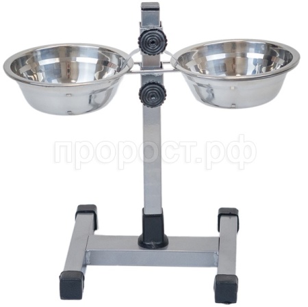 Миска метал на регулируемой подставке ЭКО нержавеющая стальная 40см 2*0,7л/1282/Дарэлл