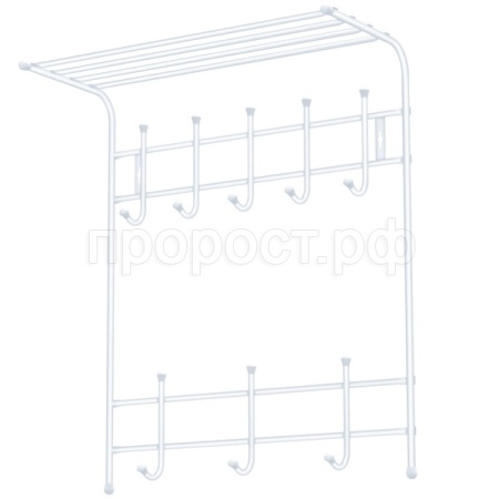 Вешалка настенная с полкой 590х270х710мм (8 крючков) матовый белый ВПТ8/МБ шт