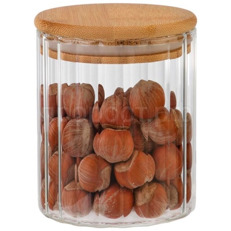 Банка д/сыпуч. прод. 0,45л AROMA RIVIERA стеклянная с крышкой из бамбука 108278 /24шт/Leonord