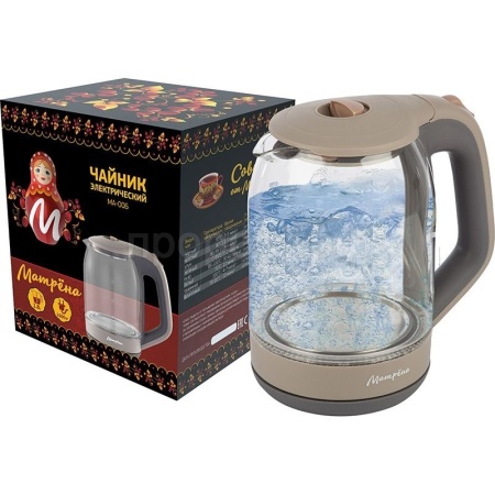 Чайник электр. 1,8л МАТРЕНА стекло МА-006 бежевый /12шт/005414