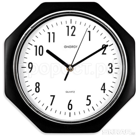 Часы настенные кварцевые ENERGY модель восьмиугольные ЕС-06 009306/