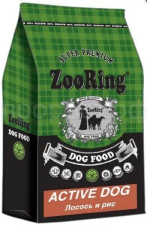 Корм для собак ZooRing Active лосось и рис для активных собак средних и крупных пород 2кг