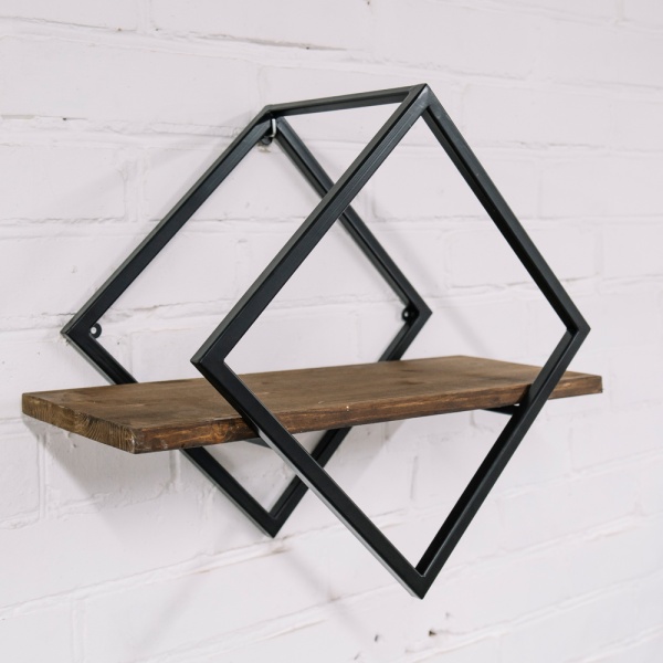 Подставка (каркас) ЛОФТ настенная РОМБ 51-02 черная 43*23*43см РЗДИ +полка 500*200