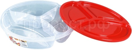 Контейнер 0,8л Snack трехсекционный прозрачный 05043 /90шт/Арз