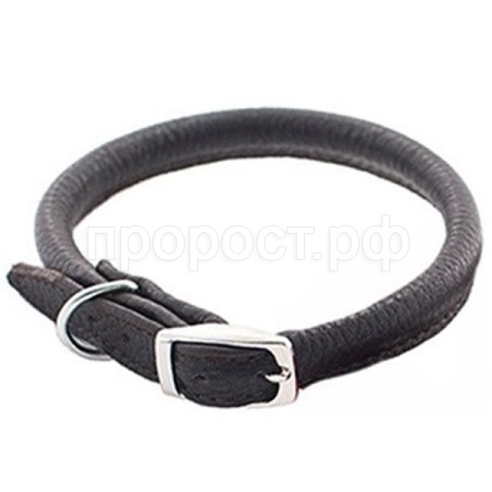 Ошейник Zoo-M Cord кожа круглый черный D5мм пряжка 10мм обхват 18-22см/410210/Дарэлл