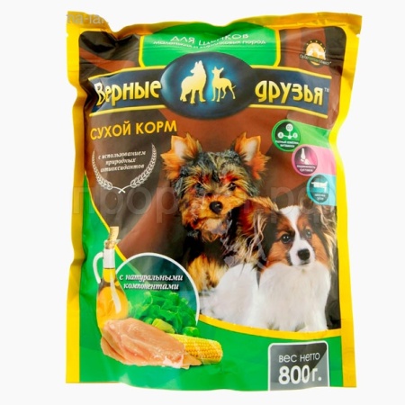Корм для собак Верные друзья 800гр для щенков мелких и карликовых пород сухой Корм для собак Верные друзья 800гр для щенков мелких и карликовых пород сухой