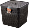 Корзина д/хранения Keeplex Rattan 21л с крышкой квадрат. темный каштан KL1305 /6шт/ПР