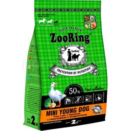 Собаки ZooRing Mini Young утка/рис/брокколи д/молодых собак мини пород 2кг/5шт/316094 ЧЗ