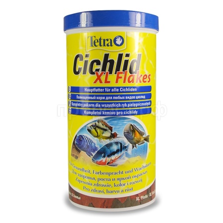 Корм для рыб Tetra Cichlid XL Flakes банка 1000 мл крупные хлопья для цихлид и крупных рыб